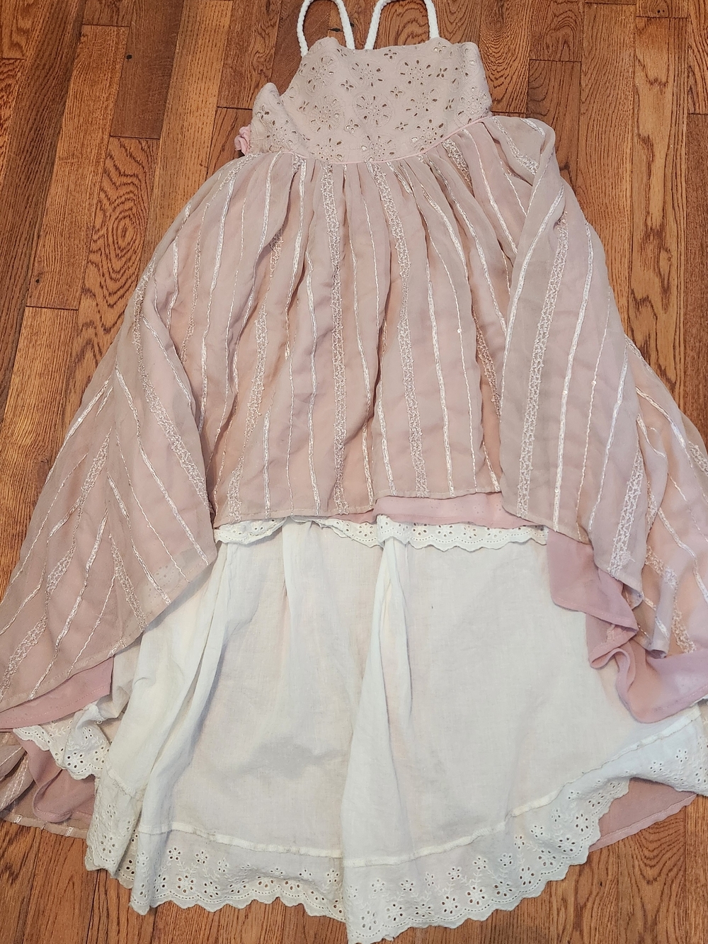 Girls' Dusty Pink Layered Eyelet Dress